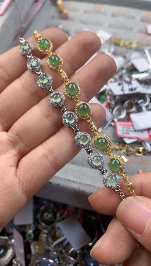 银S925镶嵌戒指翡翠5555---3