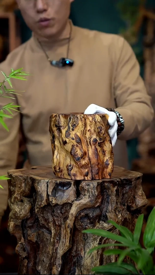 木雷击枣木脱骨老料笔筒