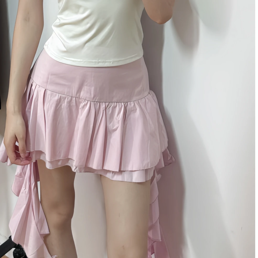 【1103】飘带粉色半裙