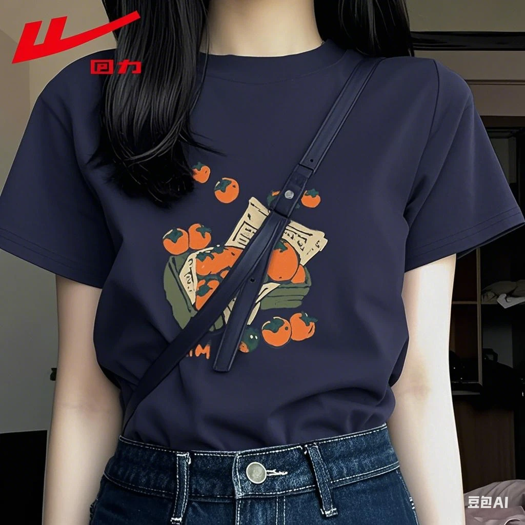 回力纯棉短袖t恤女2025新款夏季ins学生宽松百搭chic韩系休闲上衣