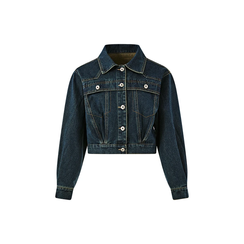 门店45&9！酷炫先锋！占比三七分/复古水洗蓝短款牛仔外套女 C20939