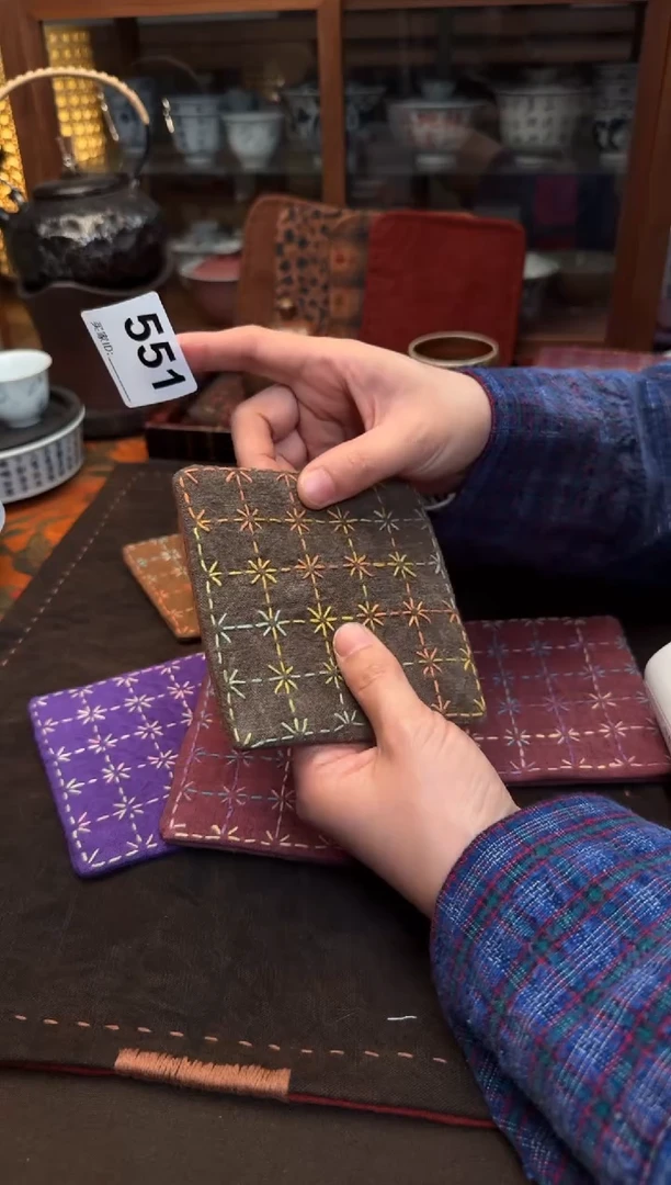 【闪购商品】织绣Cici手作刺子绣植物染柿染茶席-551