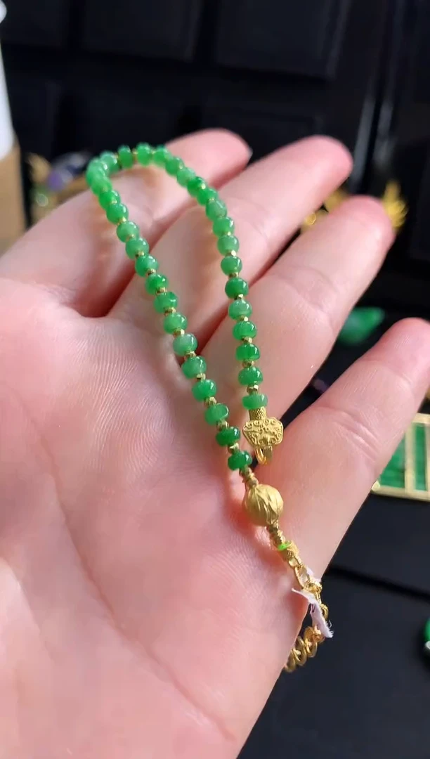 【闪购商品】翡翠手链18K金镶嵌手链