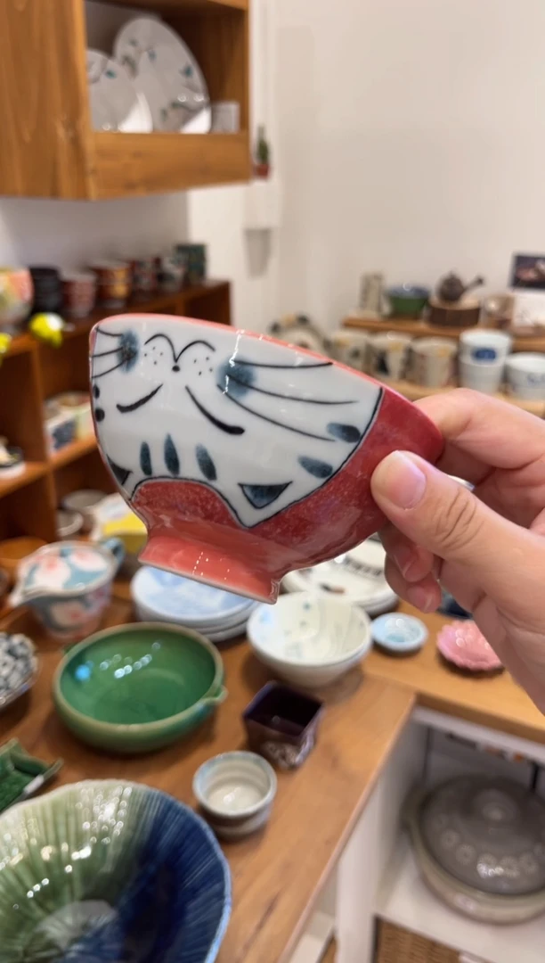 瓷片福利大脸喵饭碗（红）