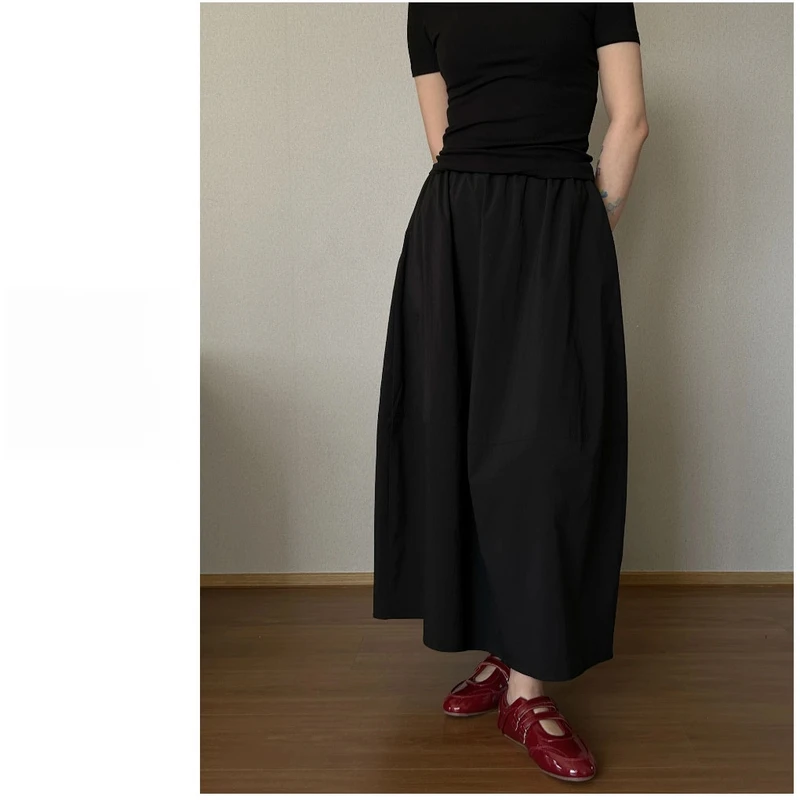 设计款花苞半身裙女夏季2025新款小个子高腰显瘦气质遮胯A字长裙