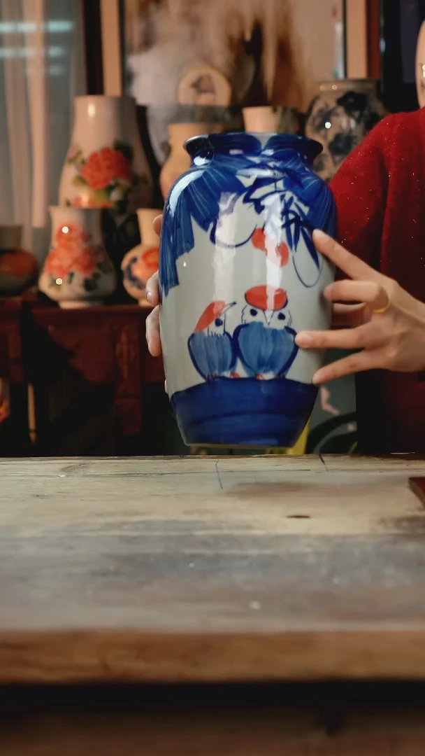 【闪购商品】瓷片景德镇纯手工釉下彩精品花瓶