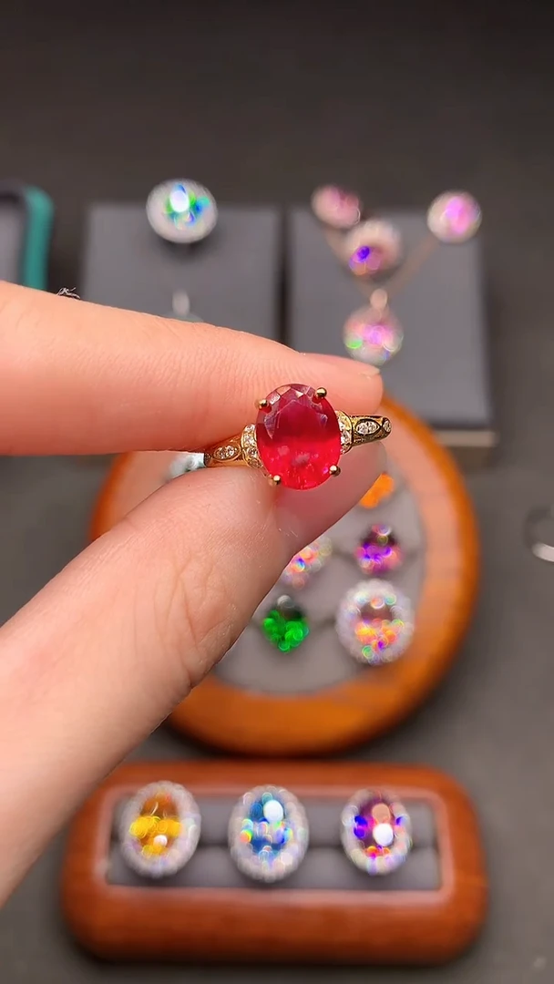 银S925镶嵌戒指红宝石今****兒银色