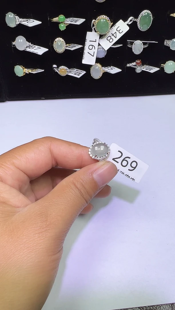 银S925镶嵌戒指翡翠戒指