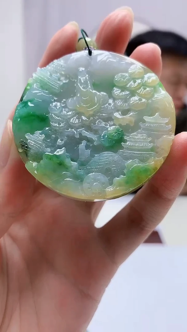 定制翡翠未镶嵌4812zm-毛货赠珠链山水135