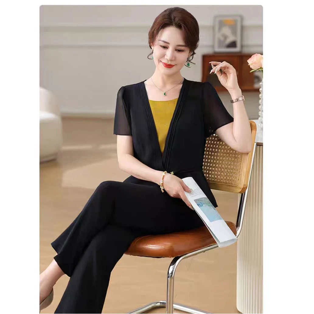 【依帆专属】F670 纯色女装薄款修身职业装夏季正装纽扣时尚风