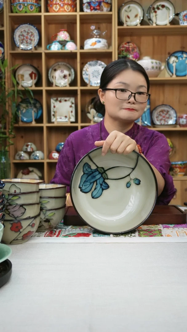 瓷片小可高温陶瓷餐具一只大汤碗