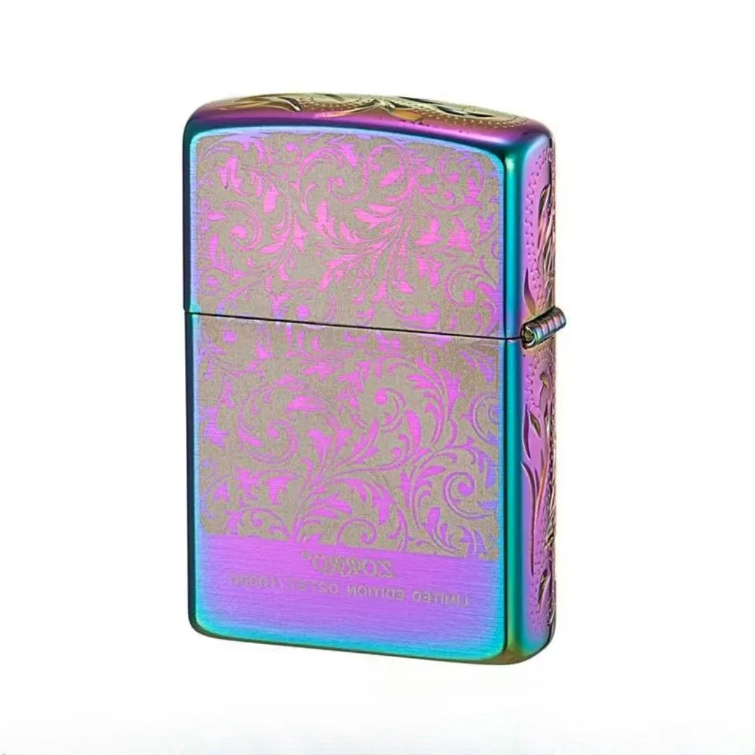 下标   侧面精雕幻彩色限量唐草花纹防风高档煤油打火机