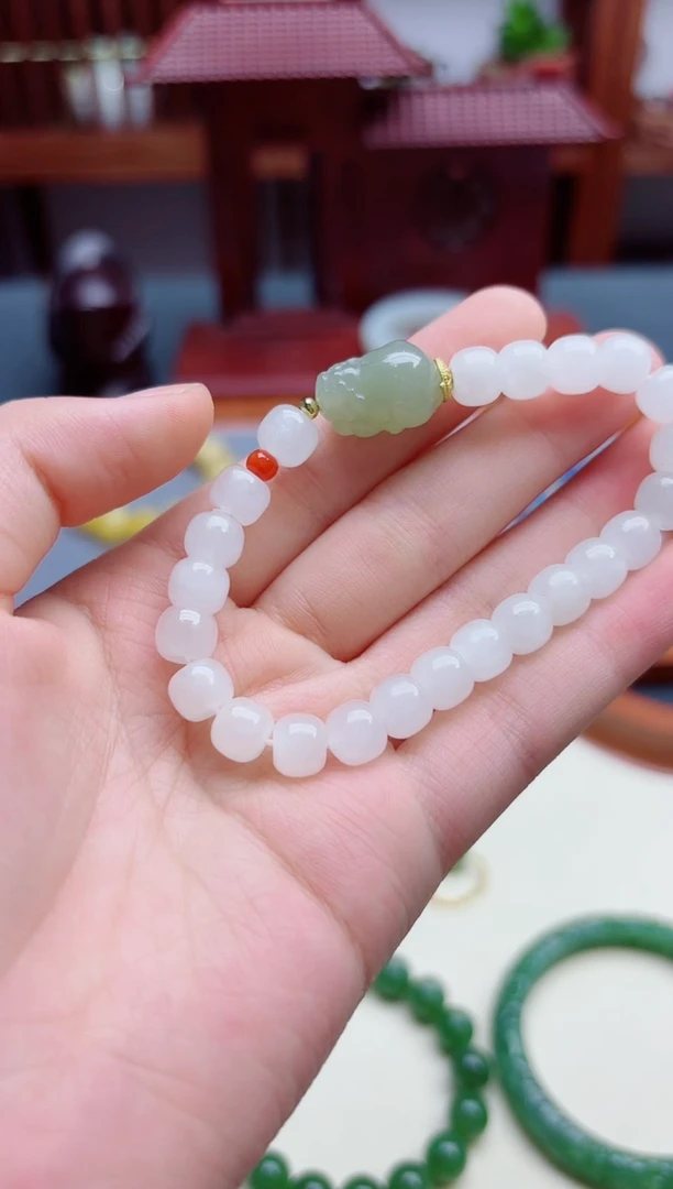 手串未镶嵌和田玉和田玉白玉手串*1 QC