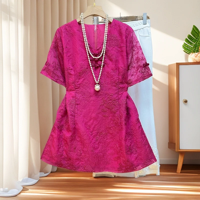 新中式暗花盘扣轻奢国风款上衣加时尚简约拼接时尚裤子显瘦俩件套