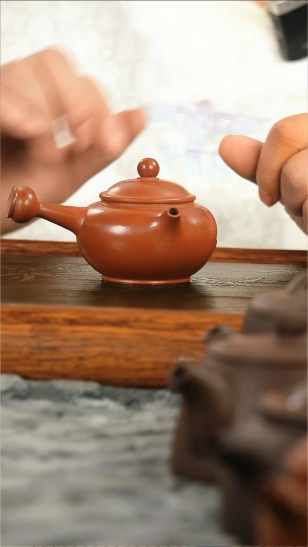 茶壶紫砂朱泥侧把唐羽