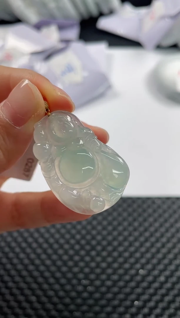 颈饰18K金镶嵌翡翠基地发货H 5175 佛公