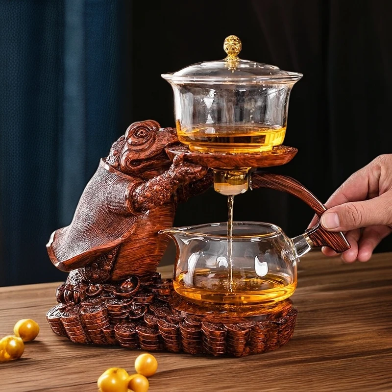 整套磁吸蟾蜍功夫茶具自动出水套装耐热玻璃茶壶茶杯泡茶神器