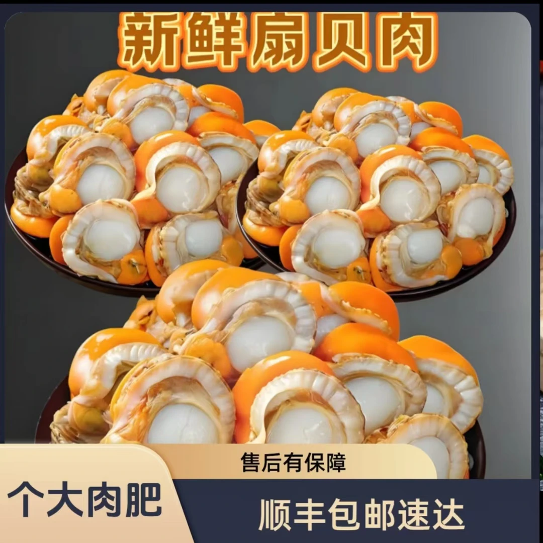 L【当季新货】带膏带黄新鲜扇贝肉 到手五包五斤 去泥去沙包邮到家