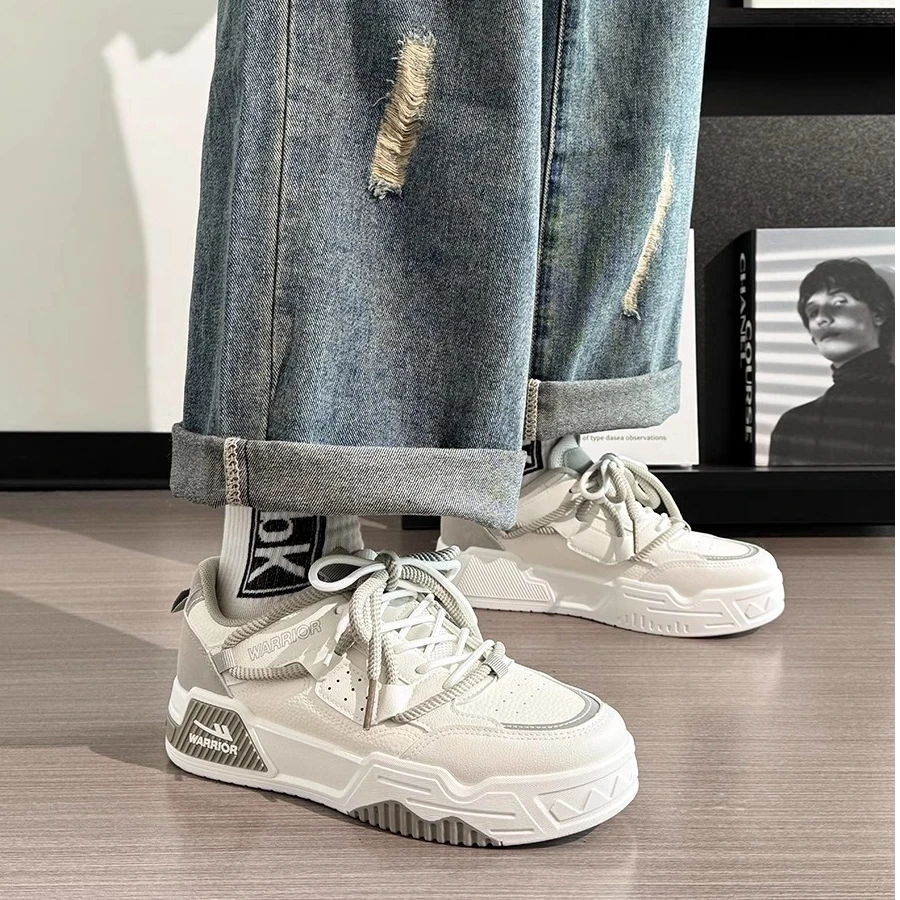 Warrior/回力板鞋男秋季新款小白鞋男韩版百搭厚底运动休闲鞋子男