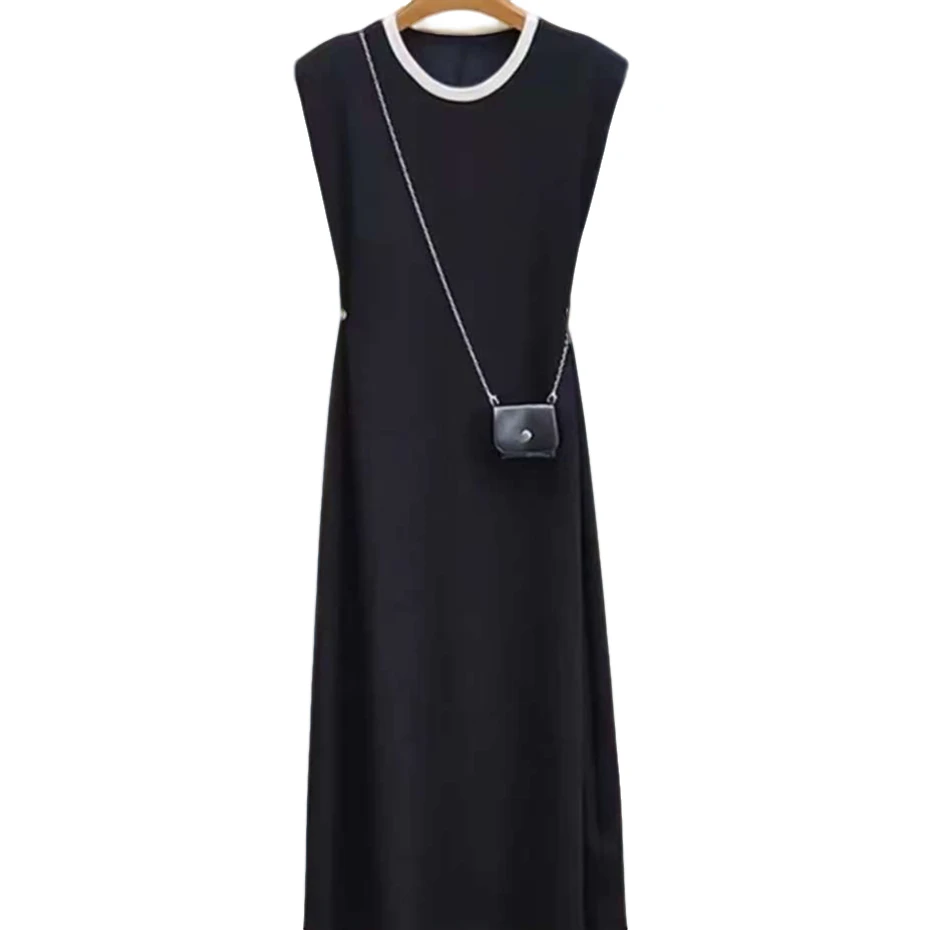 敏子家513款夏季新款法式圆领小黑裙时尚减龄百搭显瘦连衣裙简约