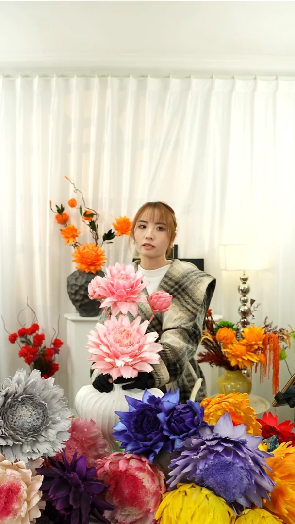 永生洋蓟 霸王花  四个头【甜蜜粉】 A462