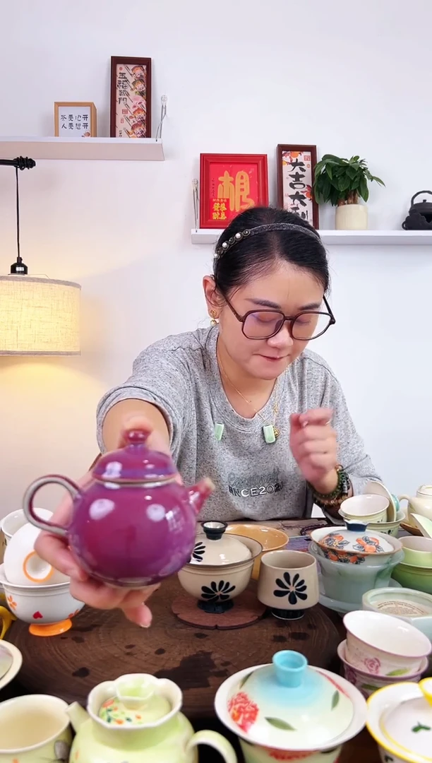 茶瓷物语陶瓷紫色小茶壶