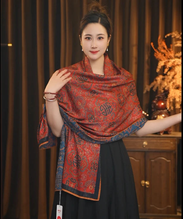【万寿图】 香云 提花 花萝 镂空  70*180  丝巾 xys-70