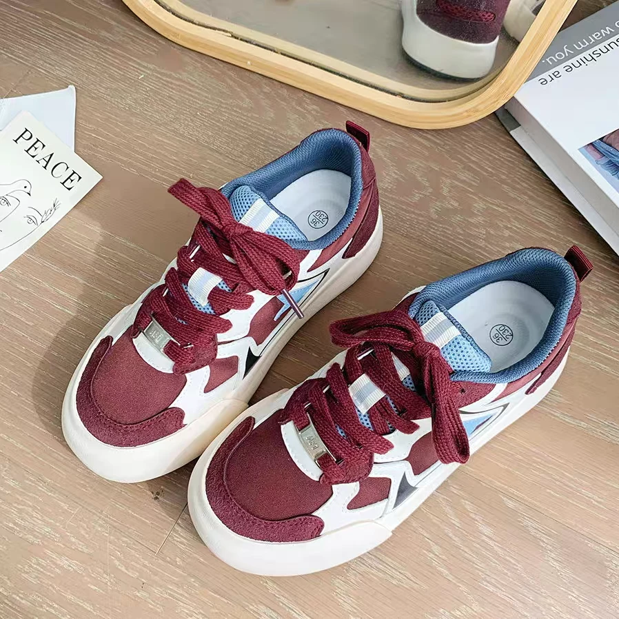 6621米红复古德训鞋女2025春款休闲学生小白鞋百搭原创运动板鞋女