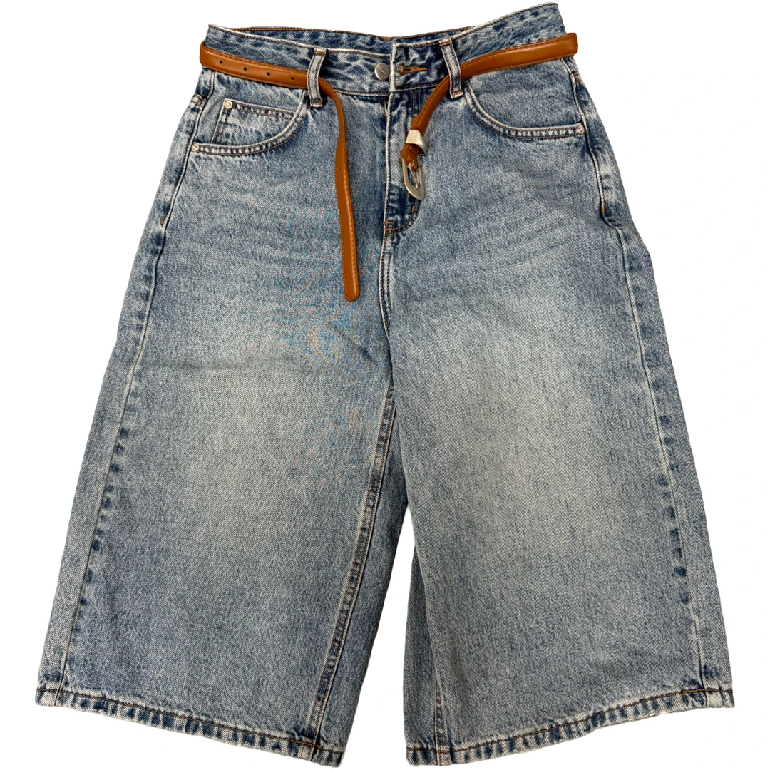 夏季清爽舒适高腰显瘦五分裤直筒牛仔裤中裤女2025新款