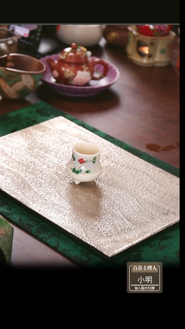 百垚纯手绘文心兰三足品闲杯创意清新喝茶杯个人专用主人杯品茗杯