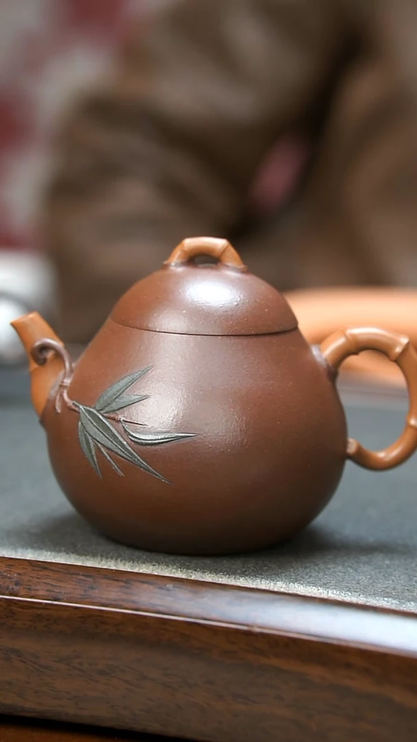 【闪购商品】紫砂茶壶紫泥三色竹叶壶