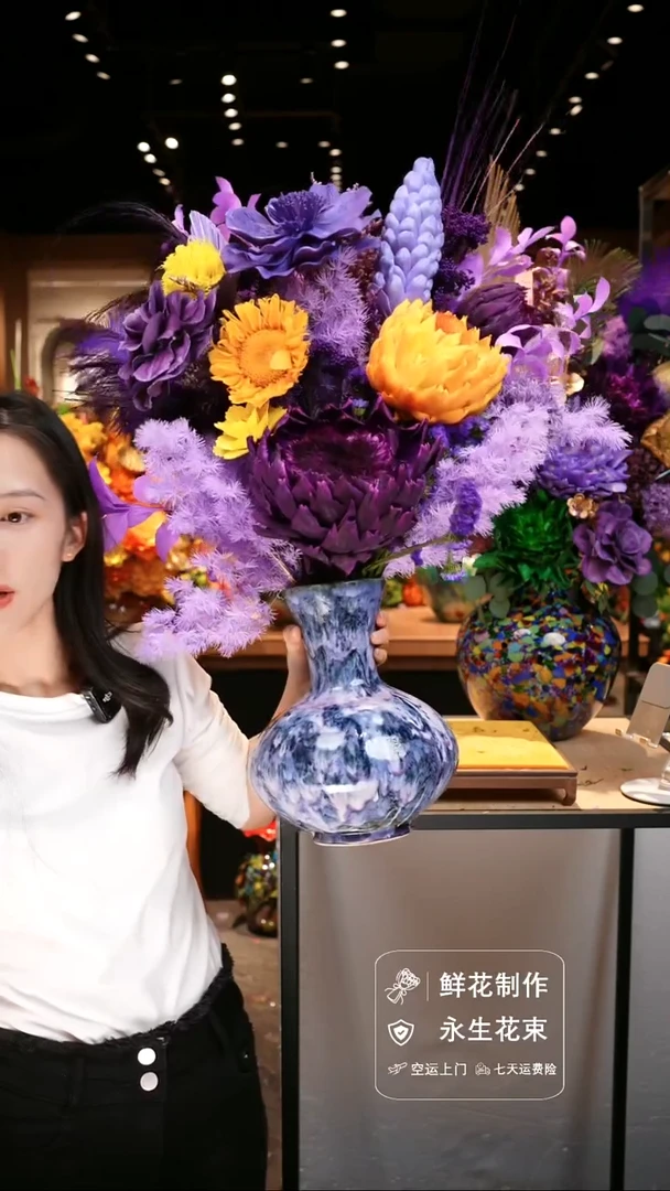 手工艺品琉璃手工花器花束空运包邮送货上门-以图片为准