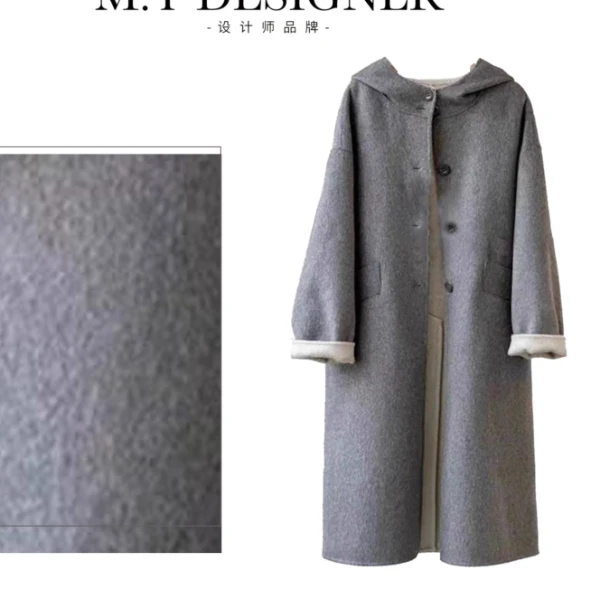 2281时尚新款甜妹风双面中长款真双面呢外套纯色毛呢外套上衣