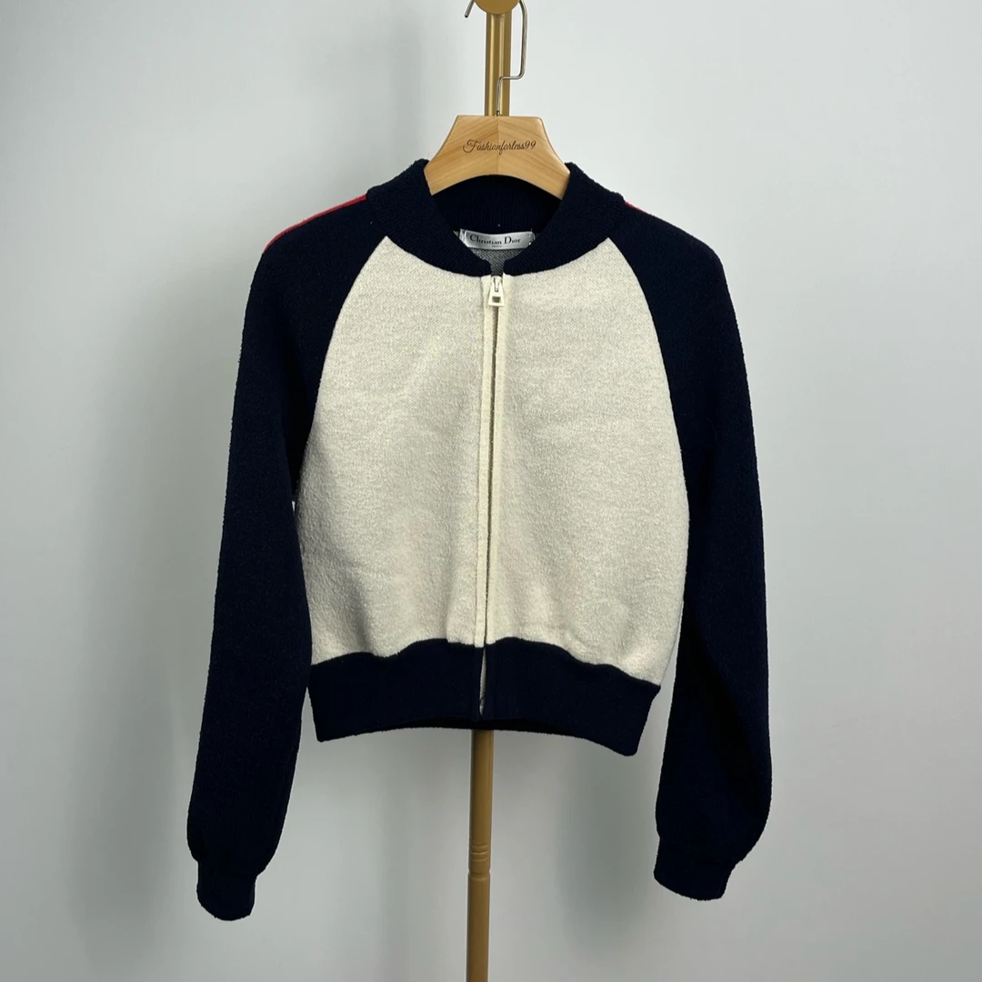 99新 DIOR/迪奥 Dior 白色字母logo拼接针织外套 34 10358352