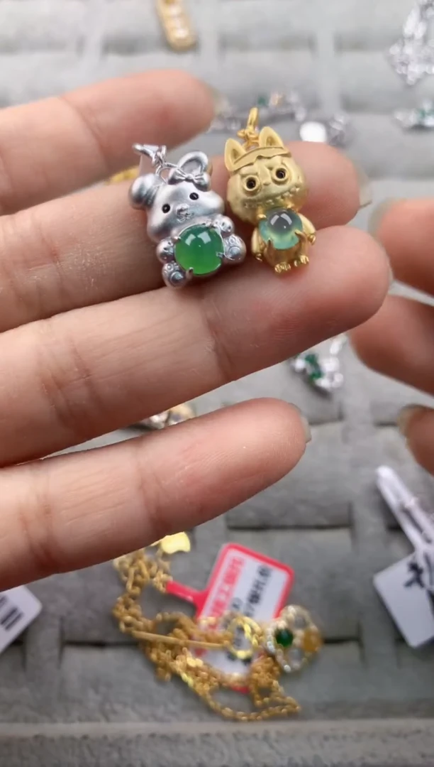 银S925镶嵌戒指翡翠4444----4