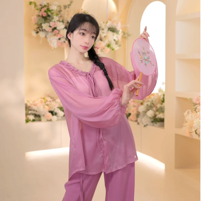 3674 D成人舞蹈服女花边系带上衣练功形体日常跳舞专用中国古典