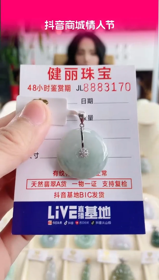 【闪购商品】翡翠颈饰银S925镶嵌天然缅甸翡翠 平安扣(一物一证)