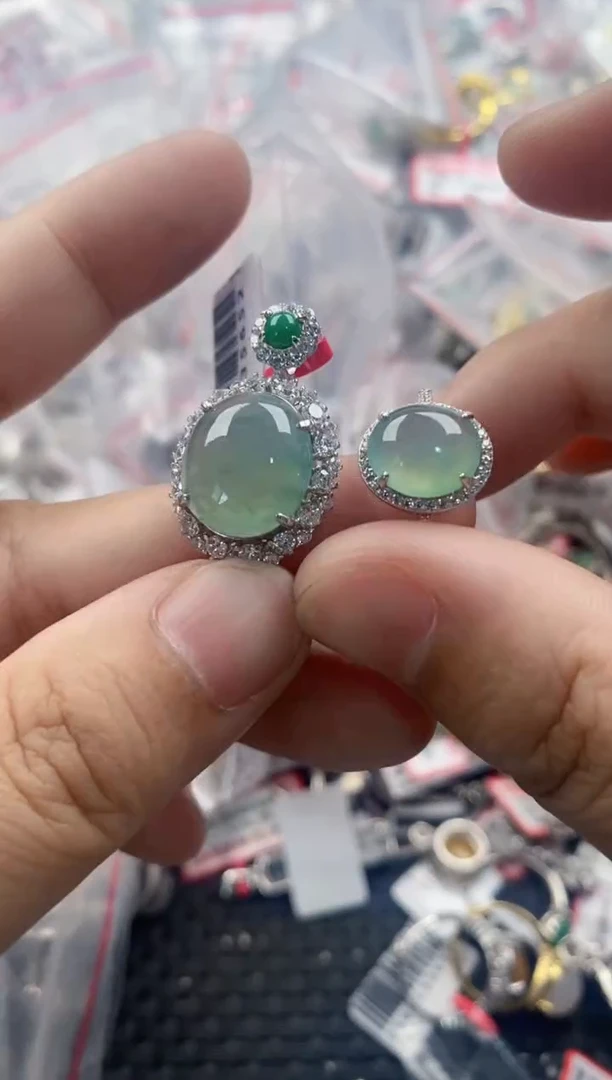 银S925镶嵌戒指翡翠333   7