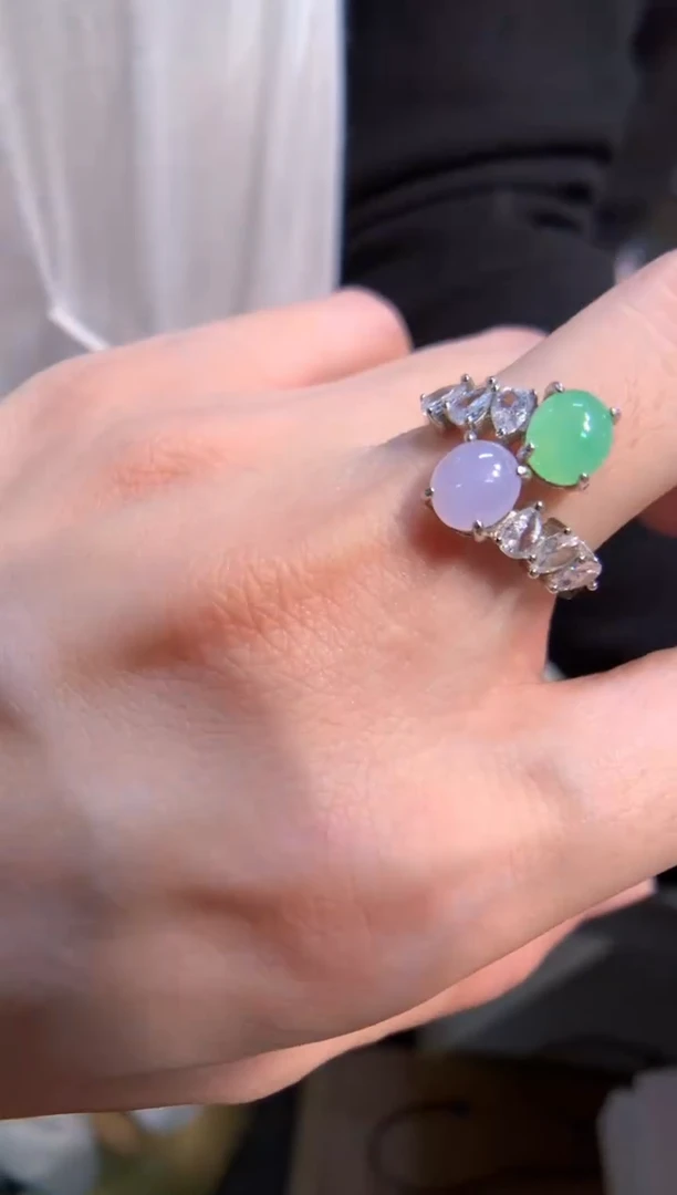 银S925镶嵌戒指翡翠戒指