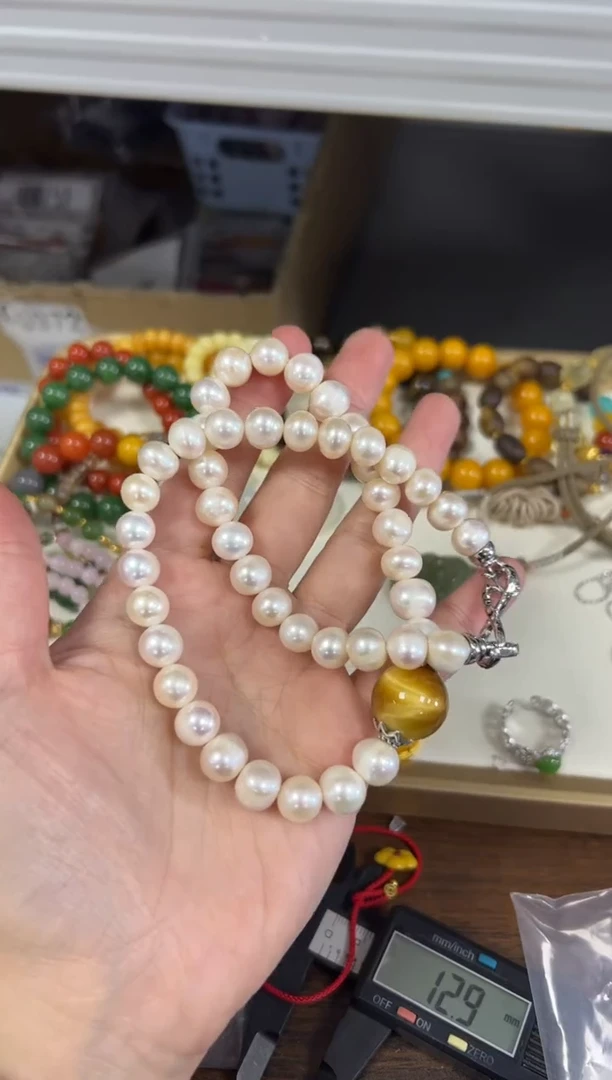 颈饰未镶嵌淡水珍珠淡水珍珠金虎眼石搭配款项链[50]