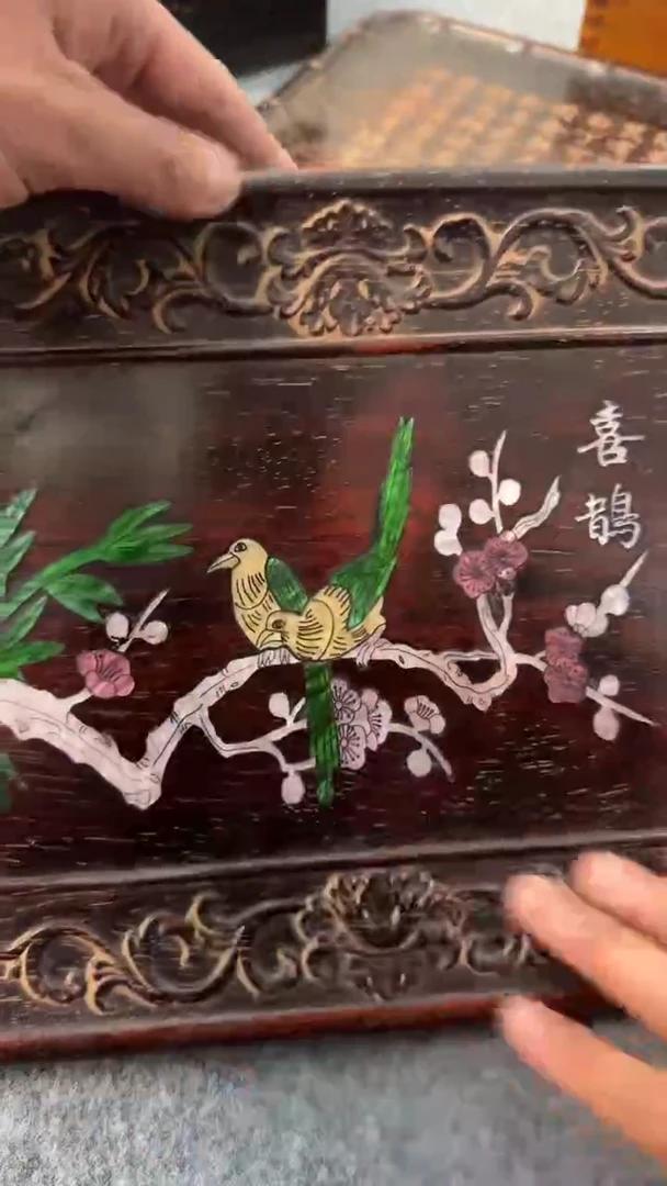 木一物一拍喜鹊登梅茶盘