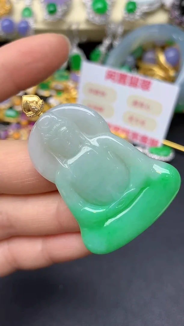 颈饰18K金镶嵌翡翠62-翡翠雪姐天天见