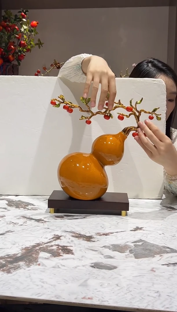 黄色陶瓷葫芦摆件