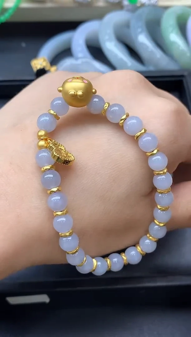 足金镶嵌手链翡翠430-中国好珍宝