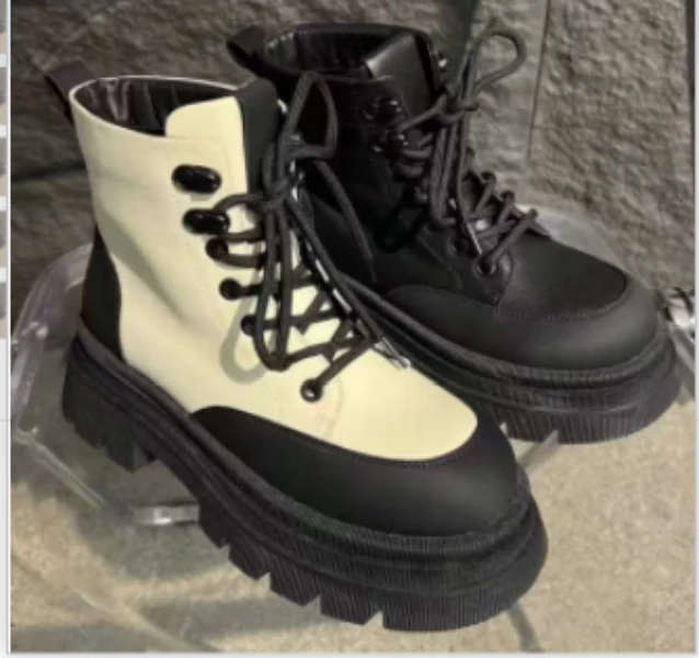 小小苏增高春秋高帮交叉绑带马丁靴靴子系带;XDXA449