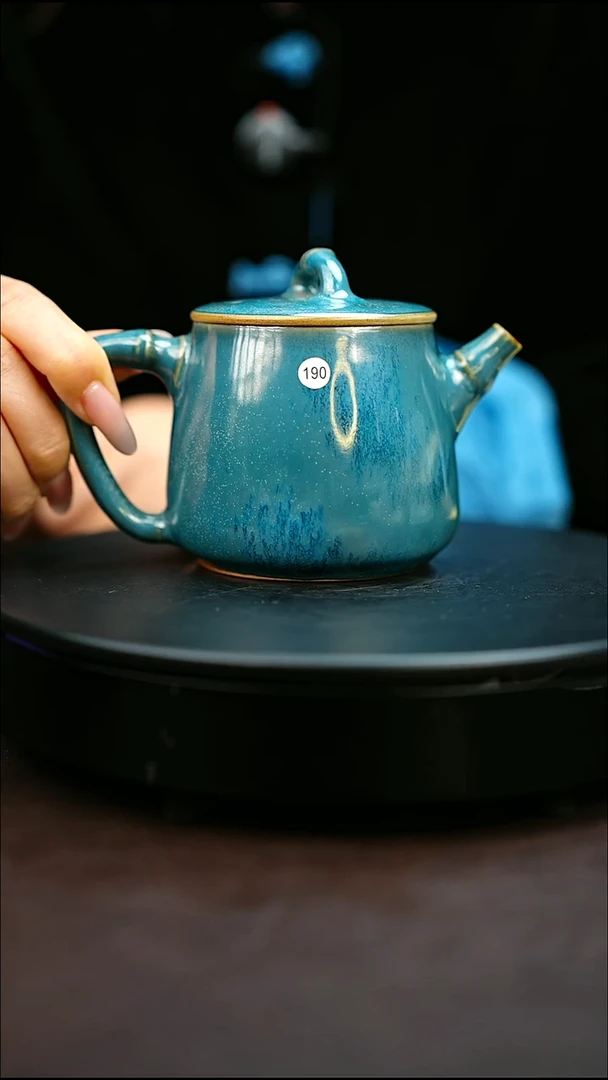 190#原矿钧瓷炉钧釉竹节高石瓢壶