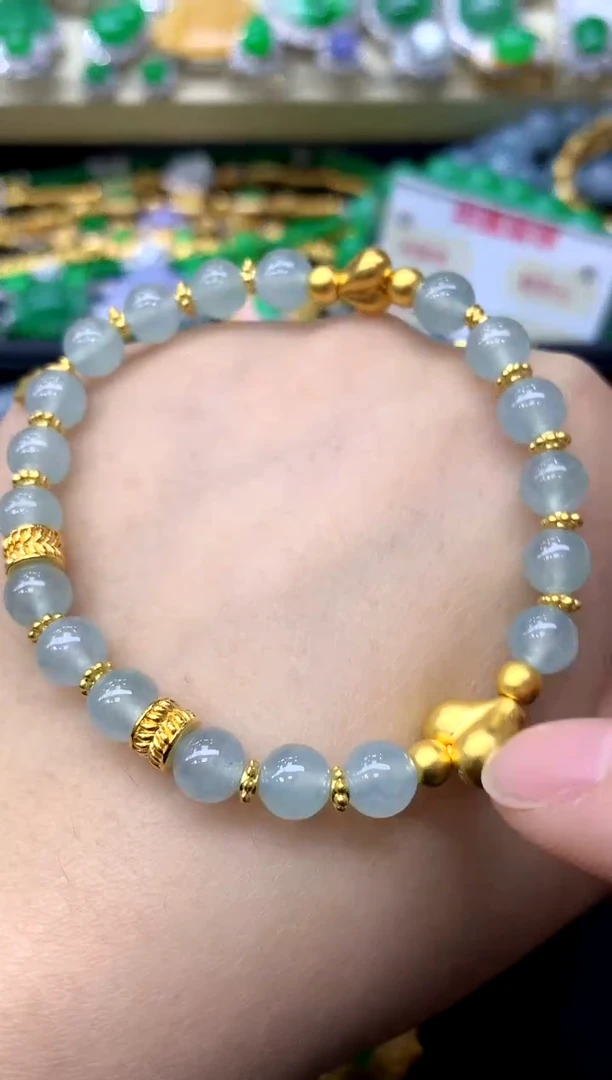 足金镶嵌手链翡翠310-中国好珍宝