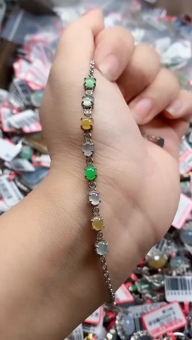 银S925镶嵌戒指翡翠天然A货缅甸翡翠