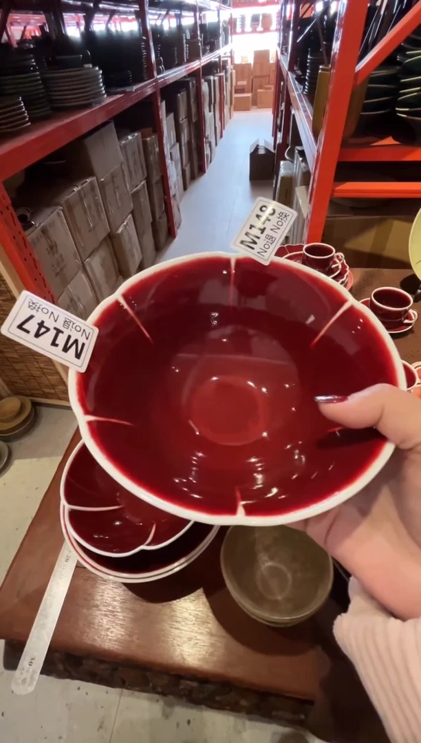 瓷片胖***姬m148郎红花朵碗微瑕