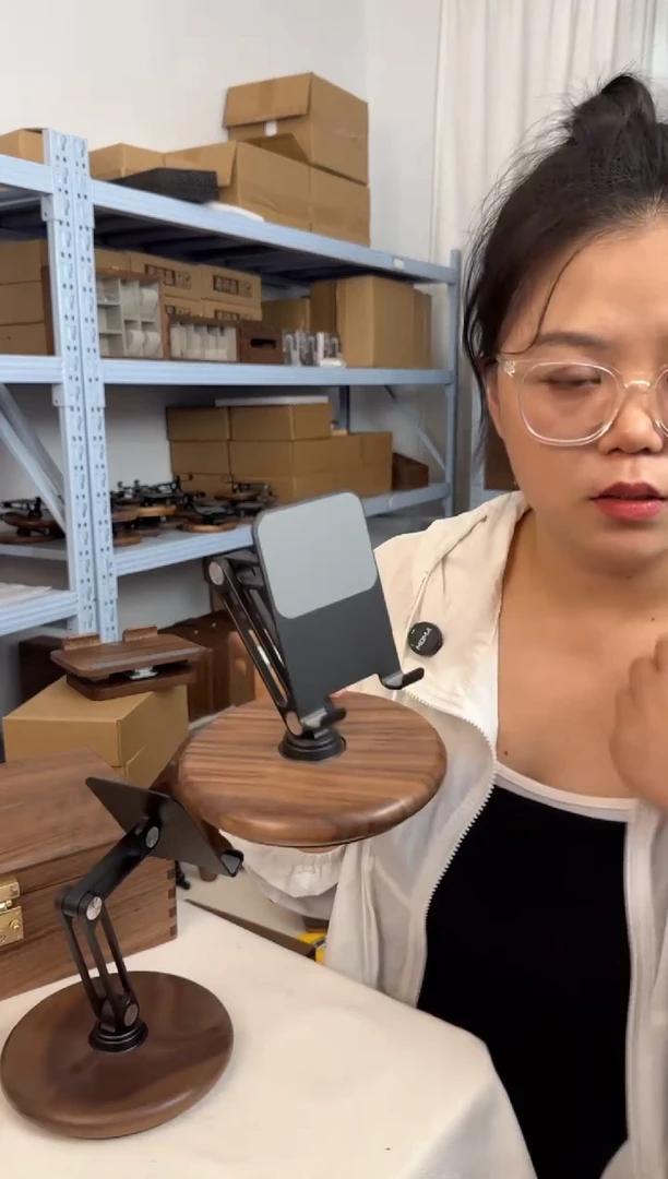 木黑胡桃圆形手机支架